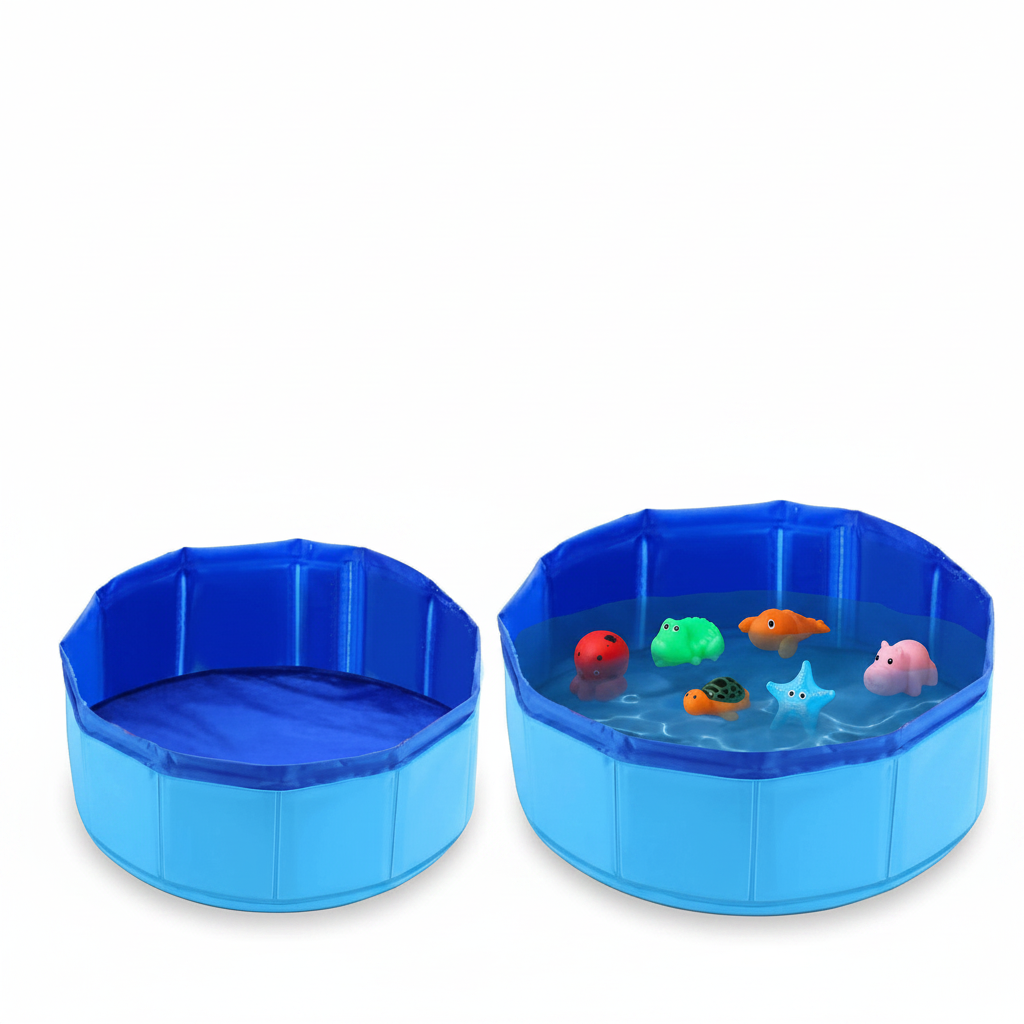 Piscina dobrável para pets banho e diversão antiderrapante em fundo branco