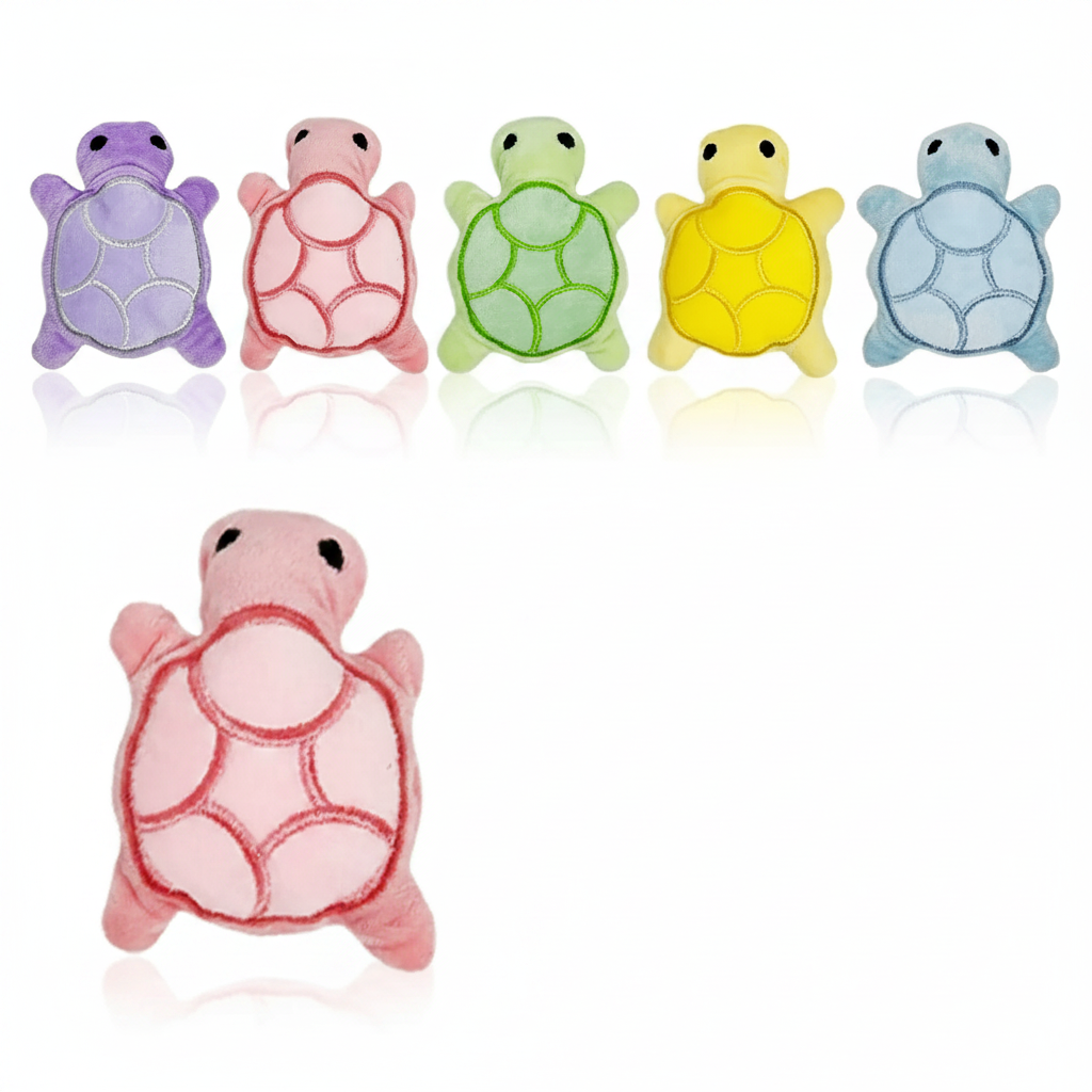 Brinquedo mordedor para cães tartaruga de pelúcia resistente em fundo branco