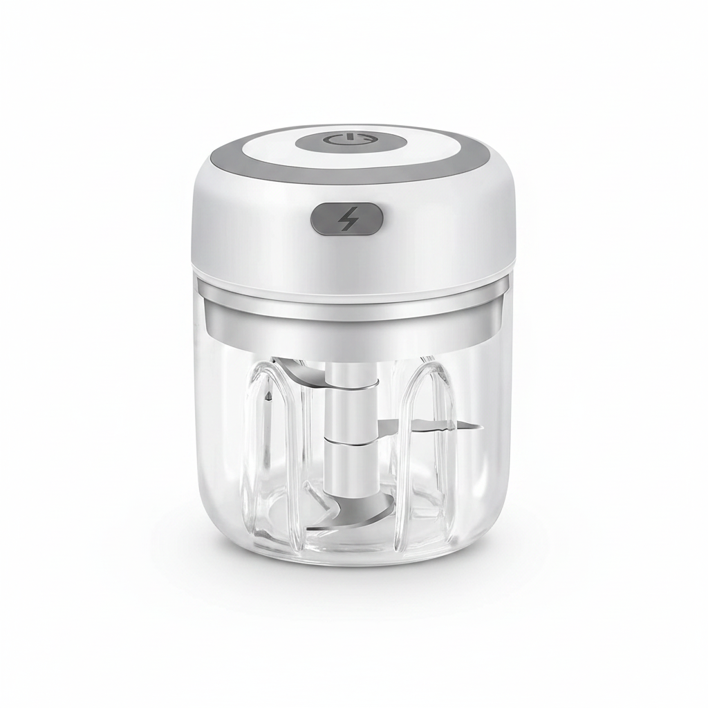 Mini processador de alimentos elétrico USB 250ml picador portátil em fundo branco