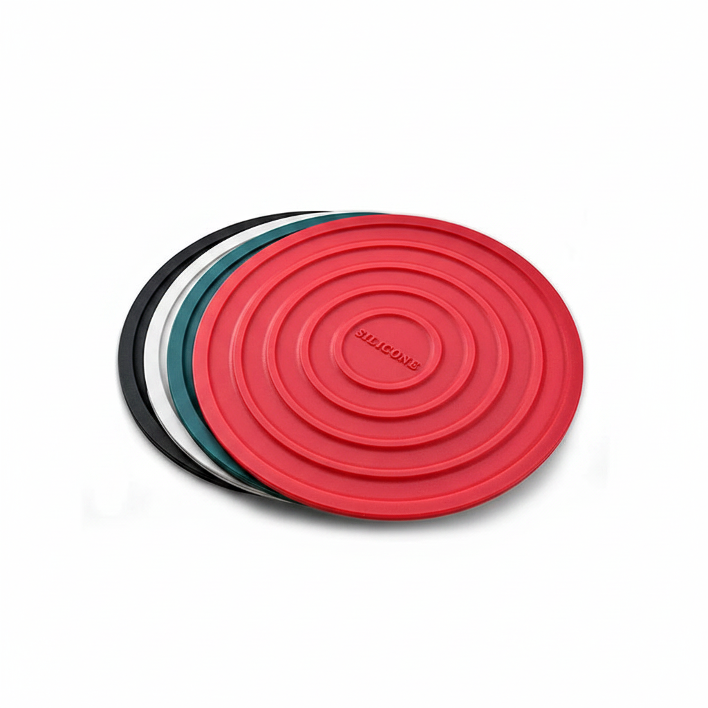 Suporte de silicone para panelas e travessas quentes antiaderente em fundo branco
