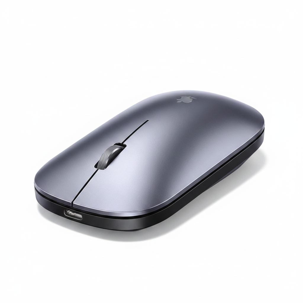 Mouse sem fio recarregável silencioso bluetooth em fundo branco