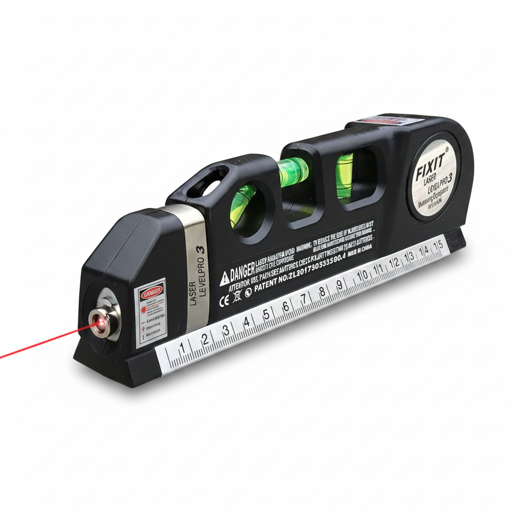Nível laser verde profissional multifuncional em fundo branco