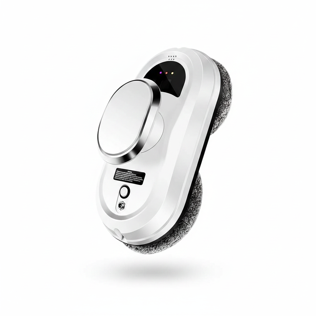 Limpador de vidros inteligente elétrico com controle remoto em fundo branco