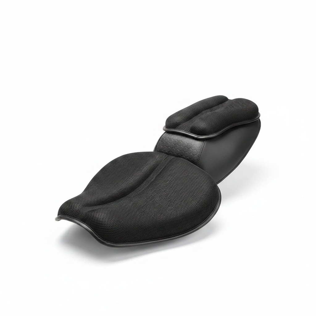 Almofada de gel 3D assento moto antiderrapante em fundo branco