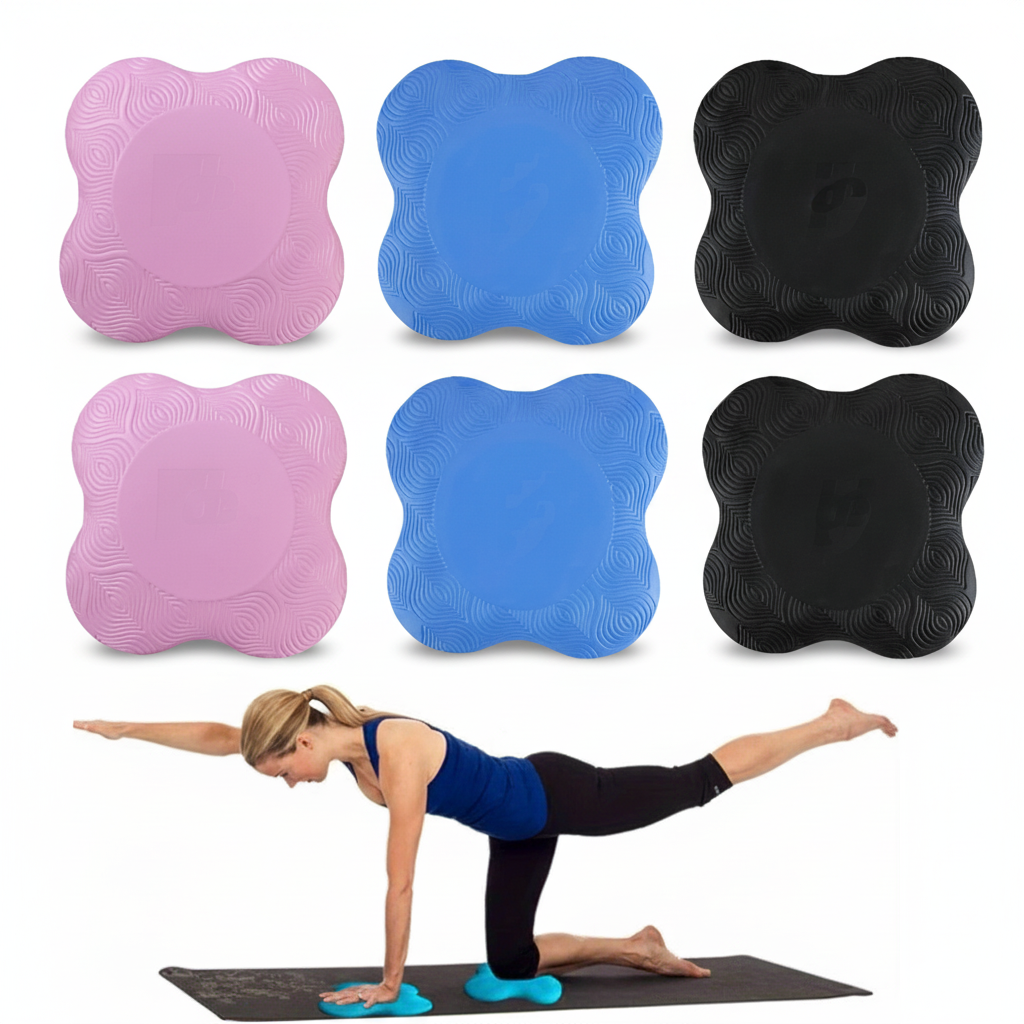 Joelheira de yoga TPE antiderrapante par em fundo branco