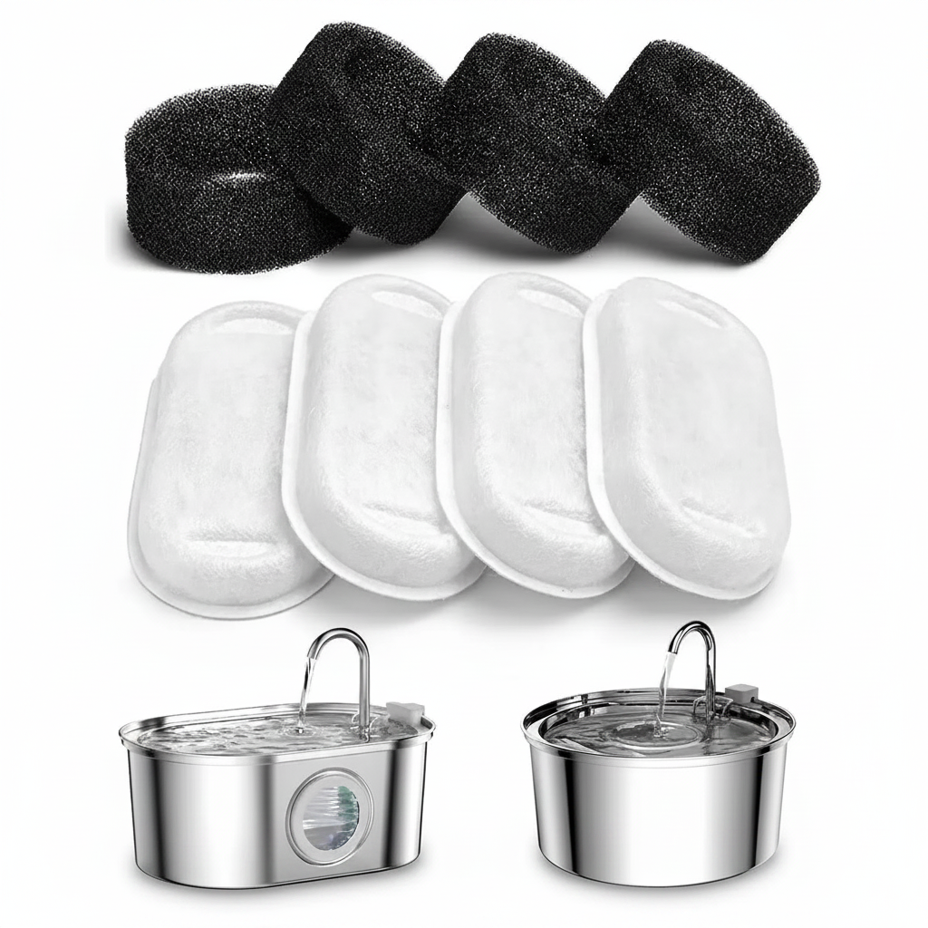 Fonte bebedouro aço inox para gatos e cães 3.2 litros em fundo branco