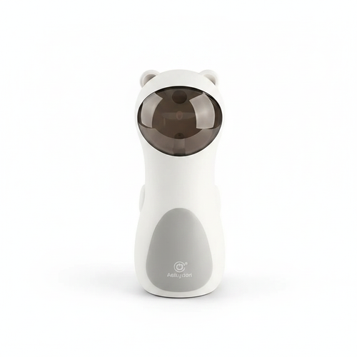 Brinquedo laser automático para gato com timer e movimento giratório em fundo branco