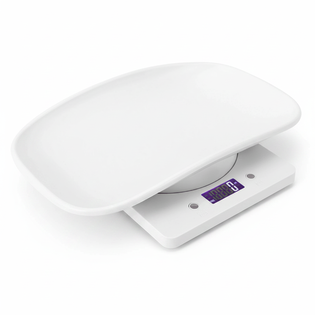 Balança digital para pet pequeno 10kg precisão 1g em fundo branco