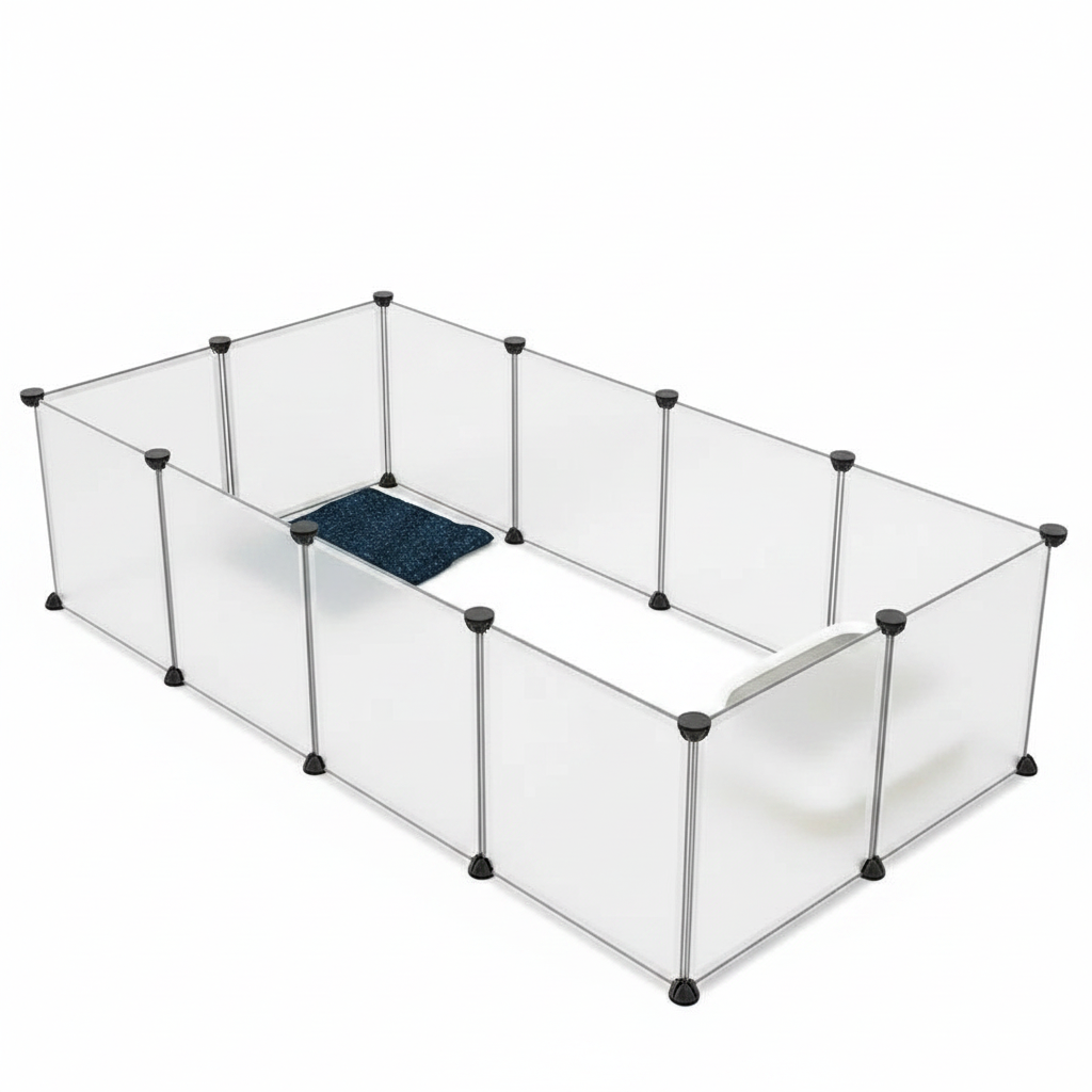 Cerca dobrável DIY modular para pet em fundo branco