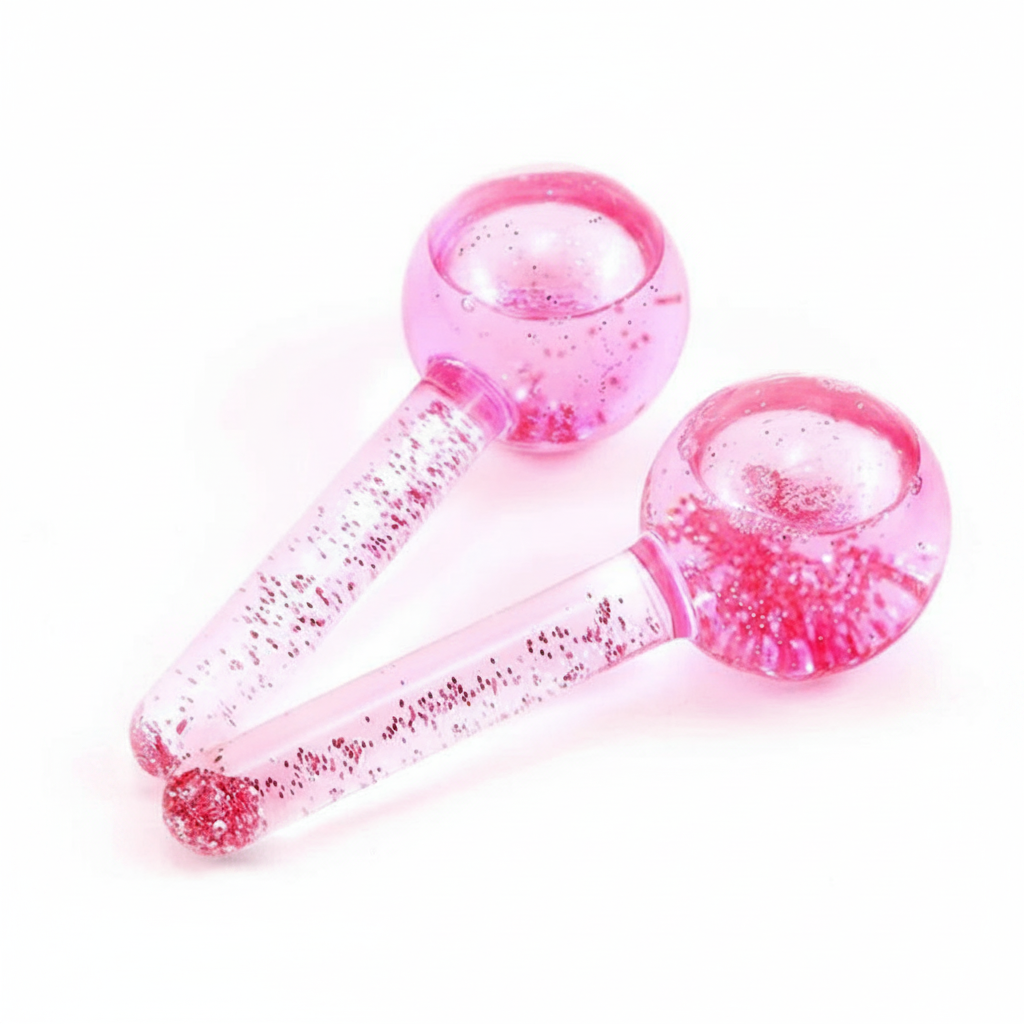 Ice globes massageador facial esferas de gelo para skincare em fundo branco