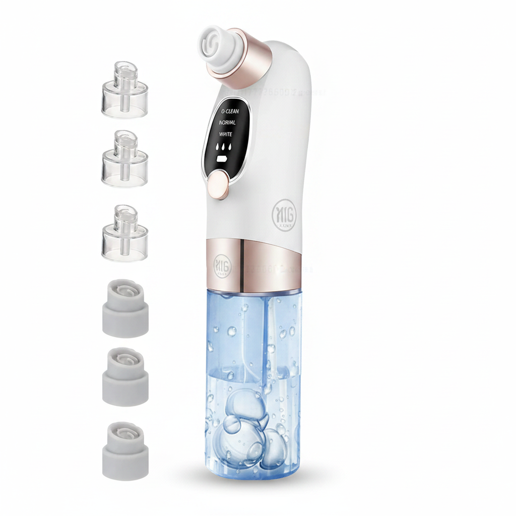 Removedor de cravos a vácuo elétrico USB com 5 cabeças em fundo branco