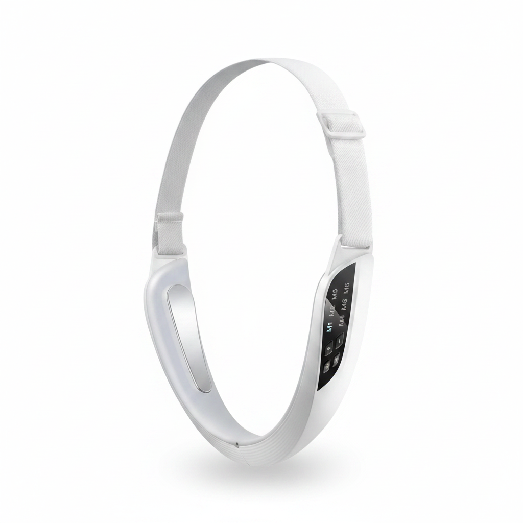 Massageador facial EMS microcorrente para lifting em fundo branco