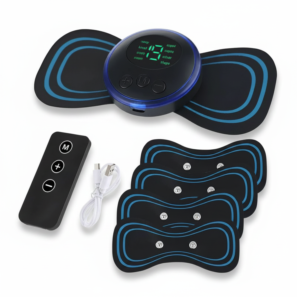 Massageador cervical EMS elétrico com calor em fundo branco