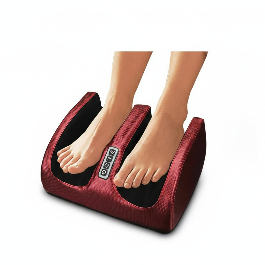 Massageador shiatsu elétrico para pés com aquecimento em fundo branco