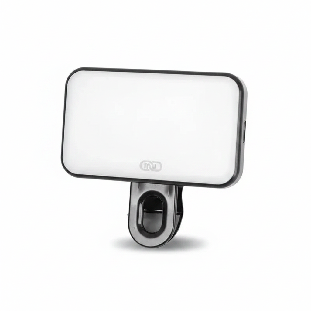 Ring light selfie recarregável com 36 LEDs e 3 cores em fundo branco