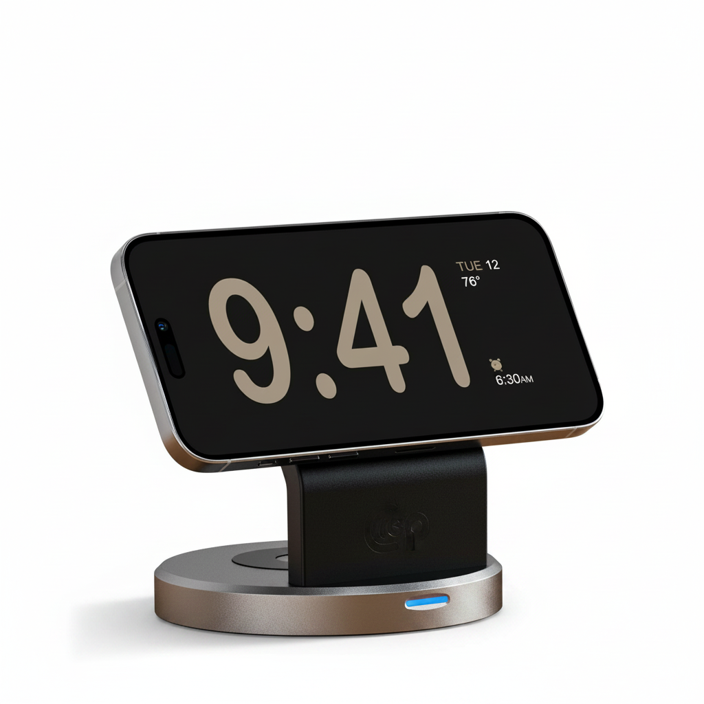 Carregador indução sem fio 3 em 1 para iPhone Watch e AirPods em fundo branco