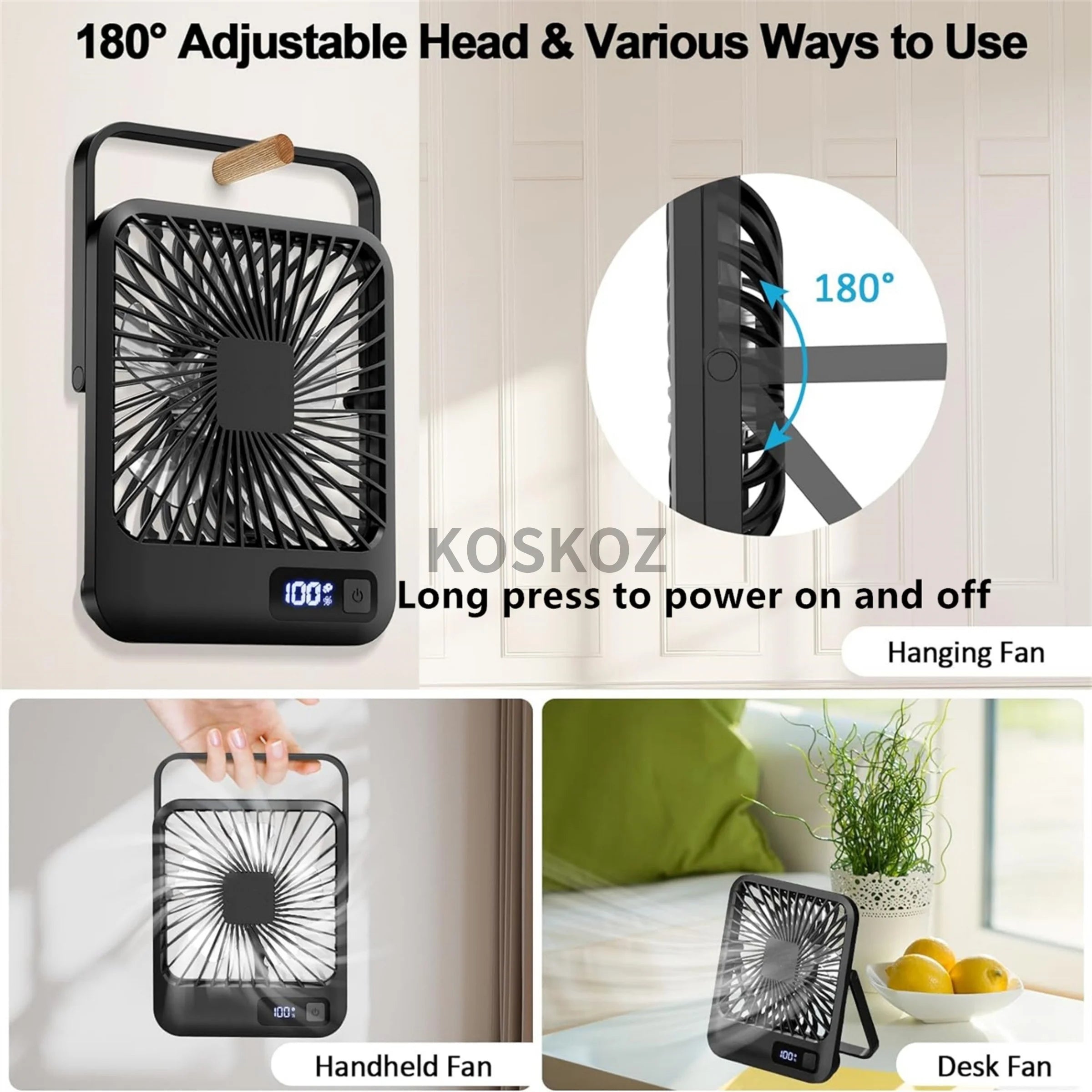 Ventilador de Mesa USB Recarregável Dobrável 180 Graus - Foto 3