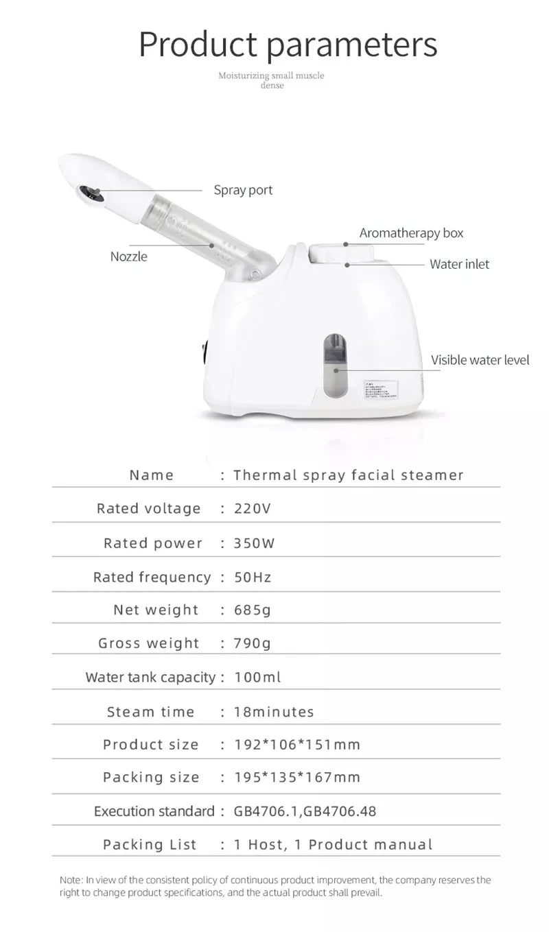 Vaporizador facial de ozônio limpeza profunda em fundo branco