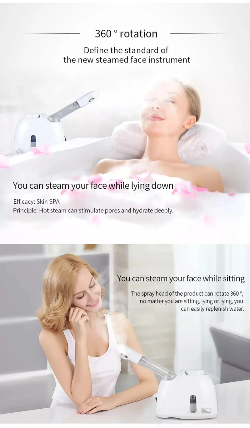 Vaporizador facial de ozônio limpeza profunda em fundo branco