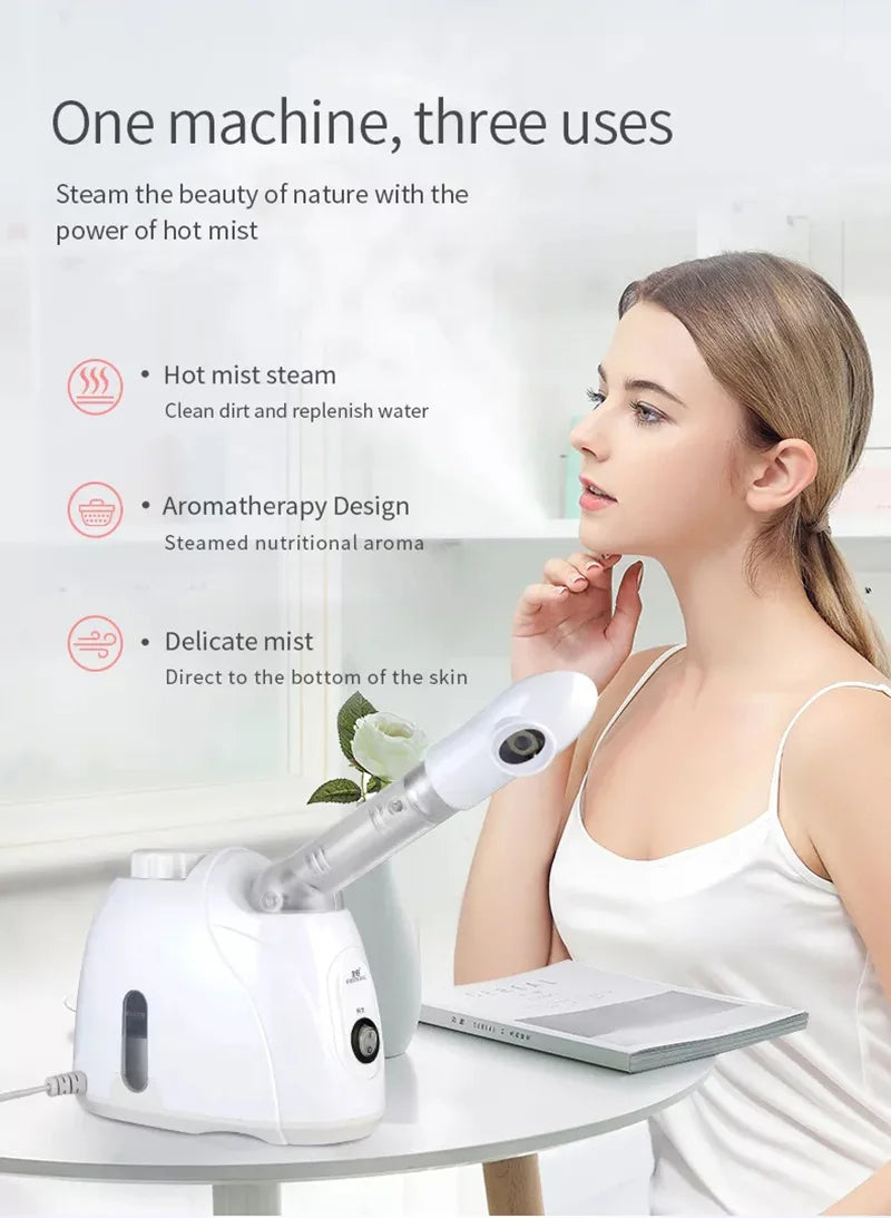 Vaporizador facial de ozônio limpeza profunda em fundo branco