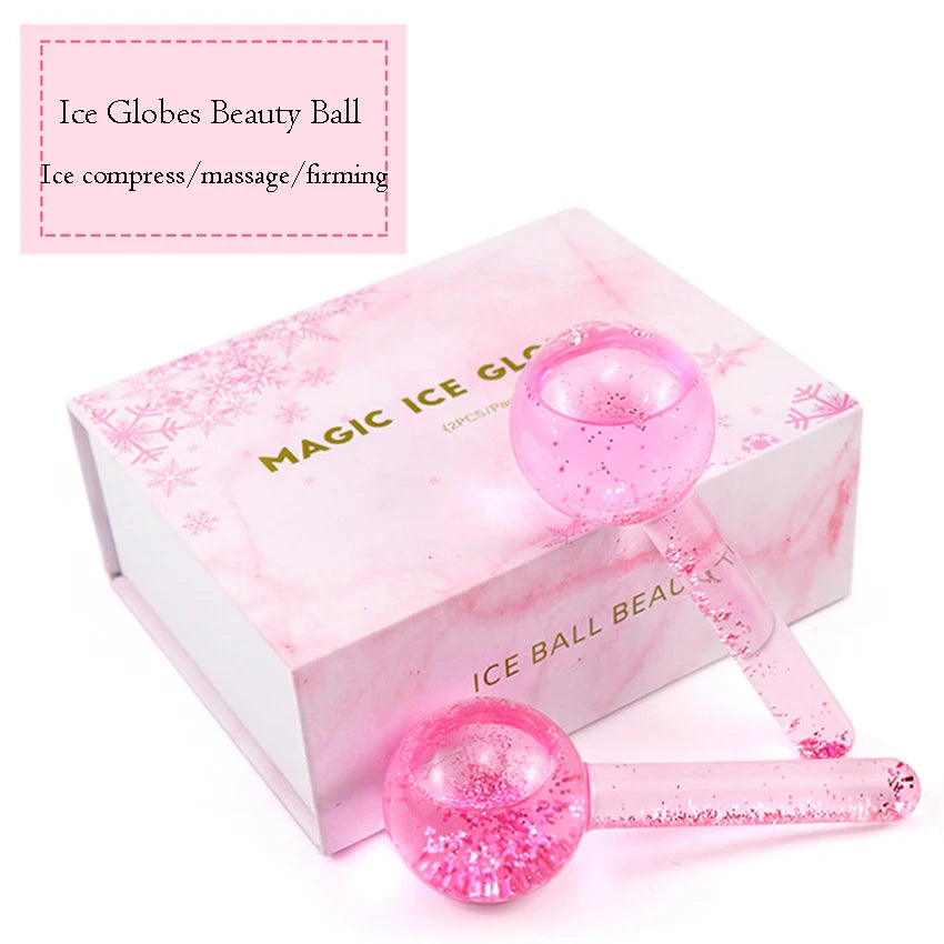 Ice globes massageador facial esferas de gelo para skincare em fundo branco