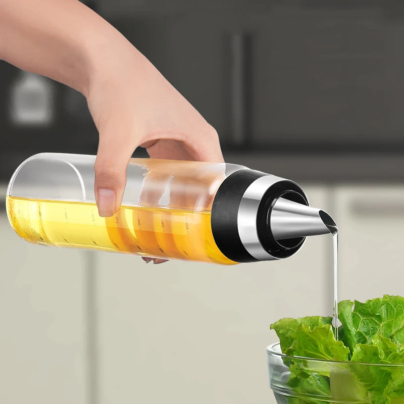 Dispenser de azeite e óleo 500ml com medidor e bico antivazamento em fundo branco