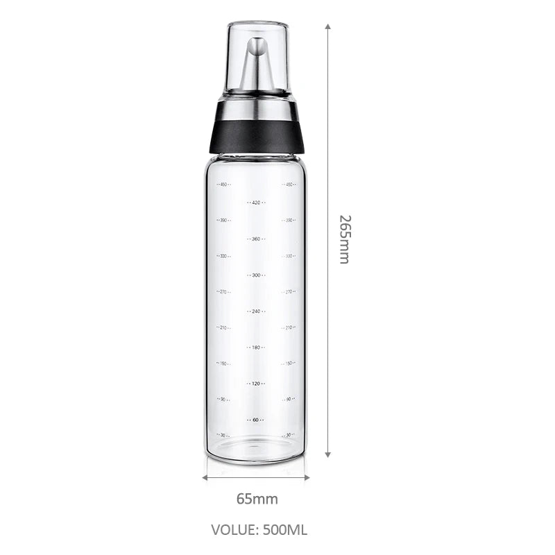 Dispenser de azeite e óleo 500ml com medidor e bico antivazamento em fundo branco