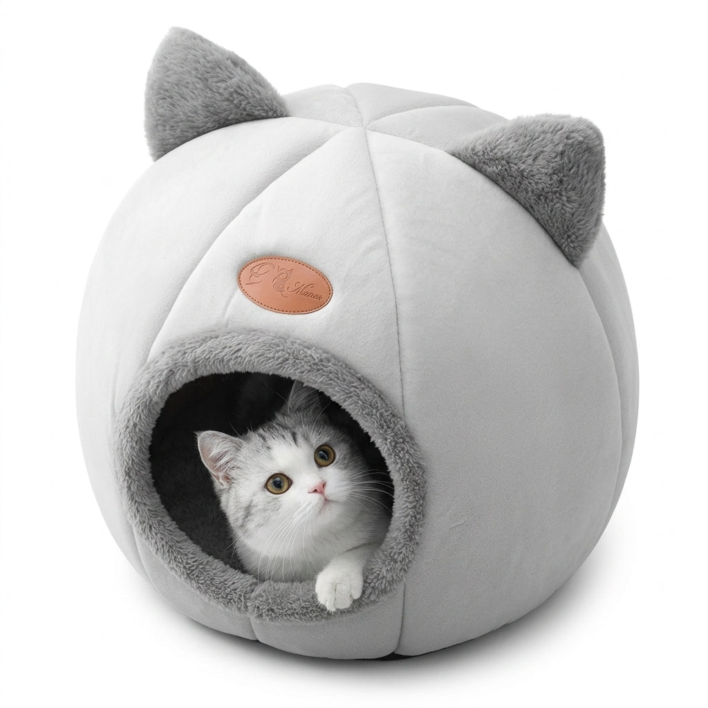 Cama Caverna Formato Gato Antiderrapante Semifechada para Pets - foto 8