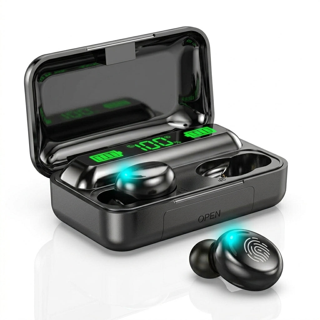 Fone Bluetooth Sem Fio com Case Display Digital e Bateria de Longa Duração