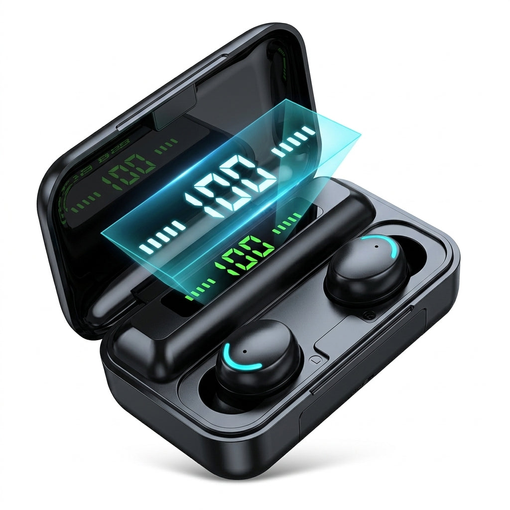 Fone Bluetooth Sem Fio com Case Display Digital e Bateria de Longa Duração
