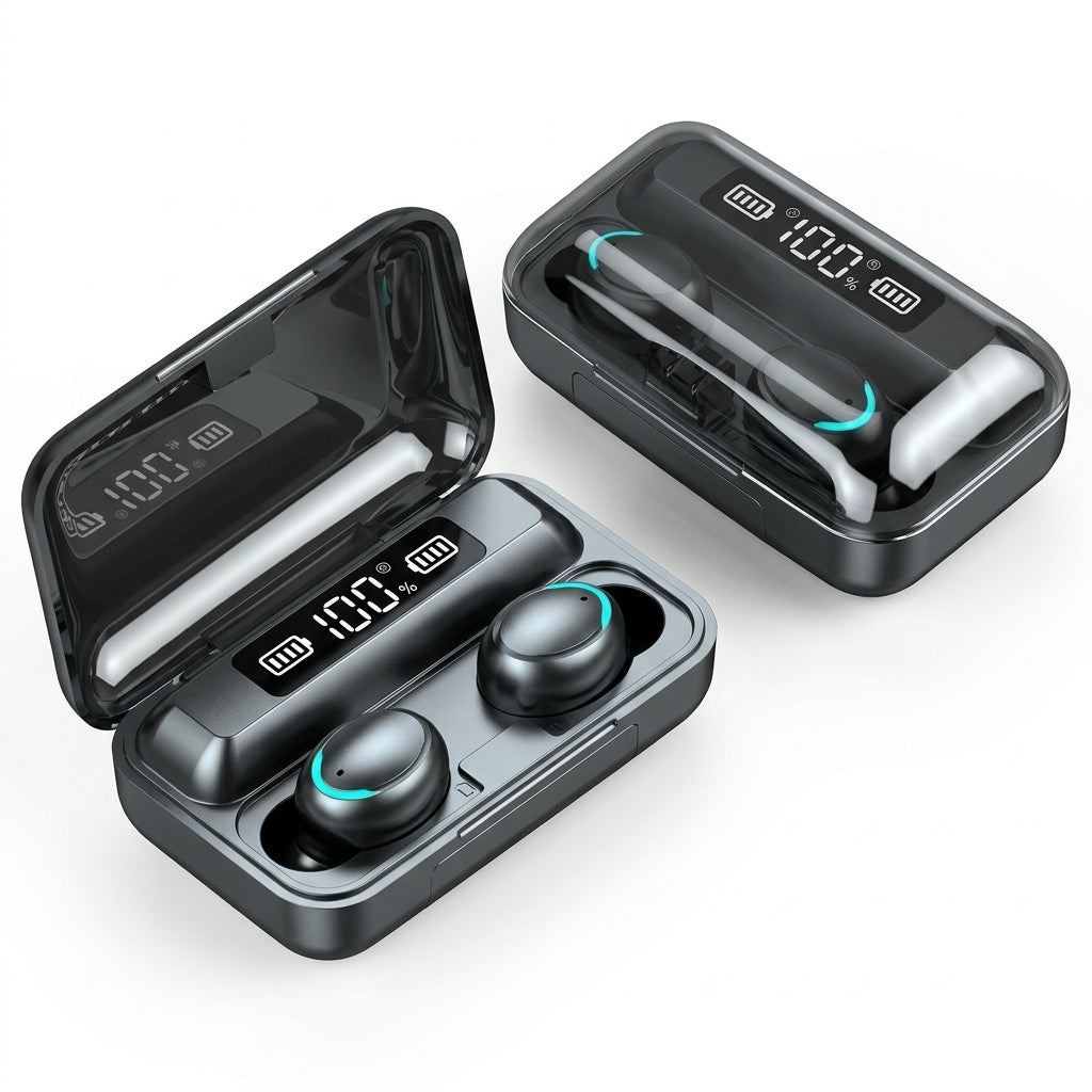 Fone Bluetooth Sem Fio com Case Display Digital e Bateria de Longa Duração