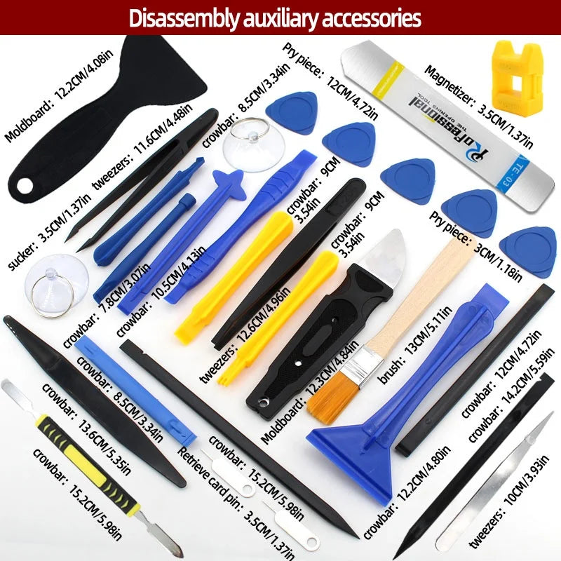 Kit de chave de precisão 34 em 1 para celular e eletrônicos em fundo branco