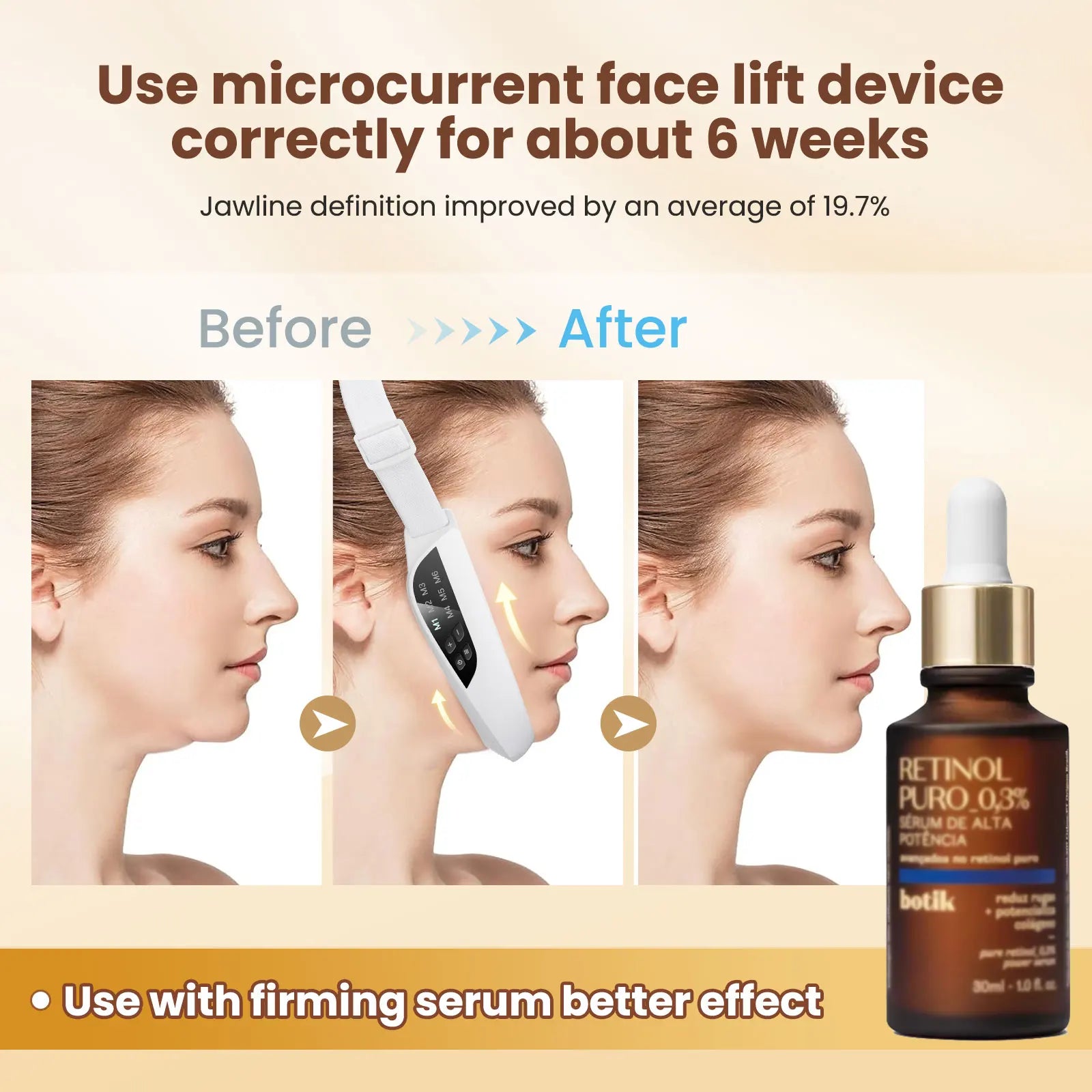 Massageador facial EMS microcorrente para lifting em fundo branco