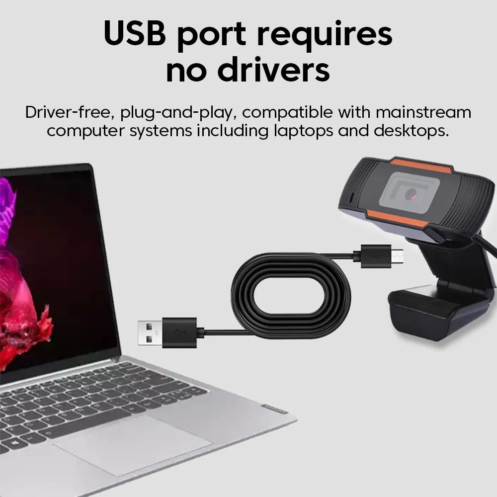 Webcam HD 1080P USB com microfone em fundo branco