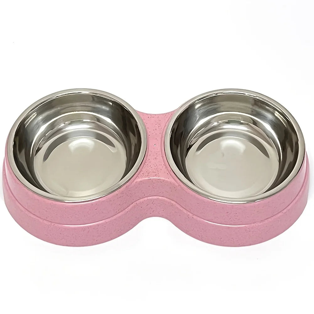 Tigela dupla aço inox para pet antiderrapante em fundo branco
