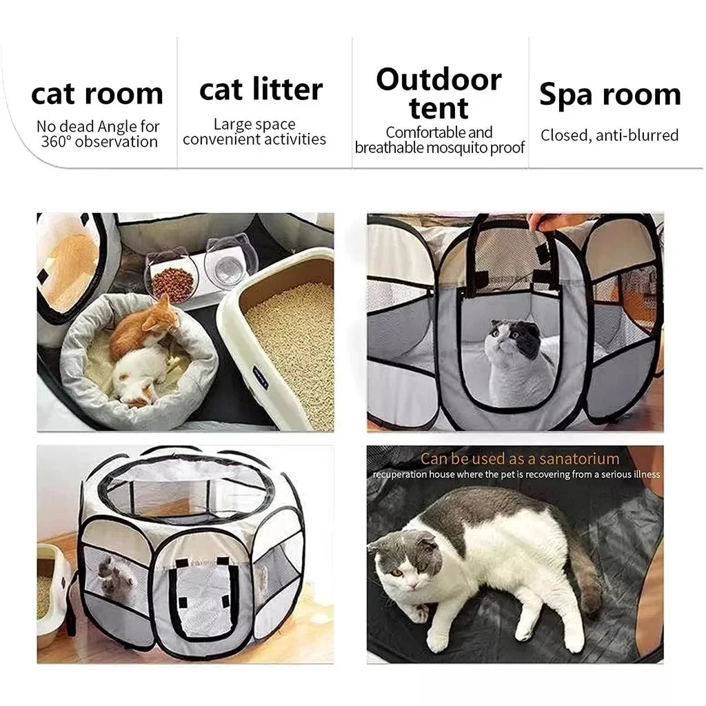 Casinha tenda dobrável para cães e gatos portátil respirável em fundo branco