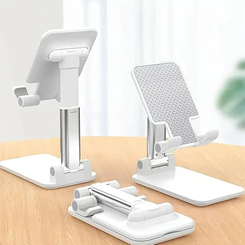 Suporte de celular para mesa ajustável universal com base antiderrapante em fundo branco