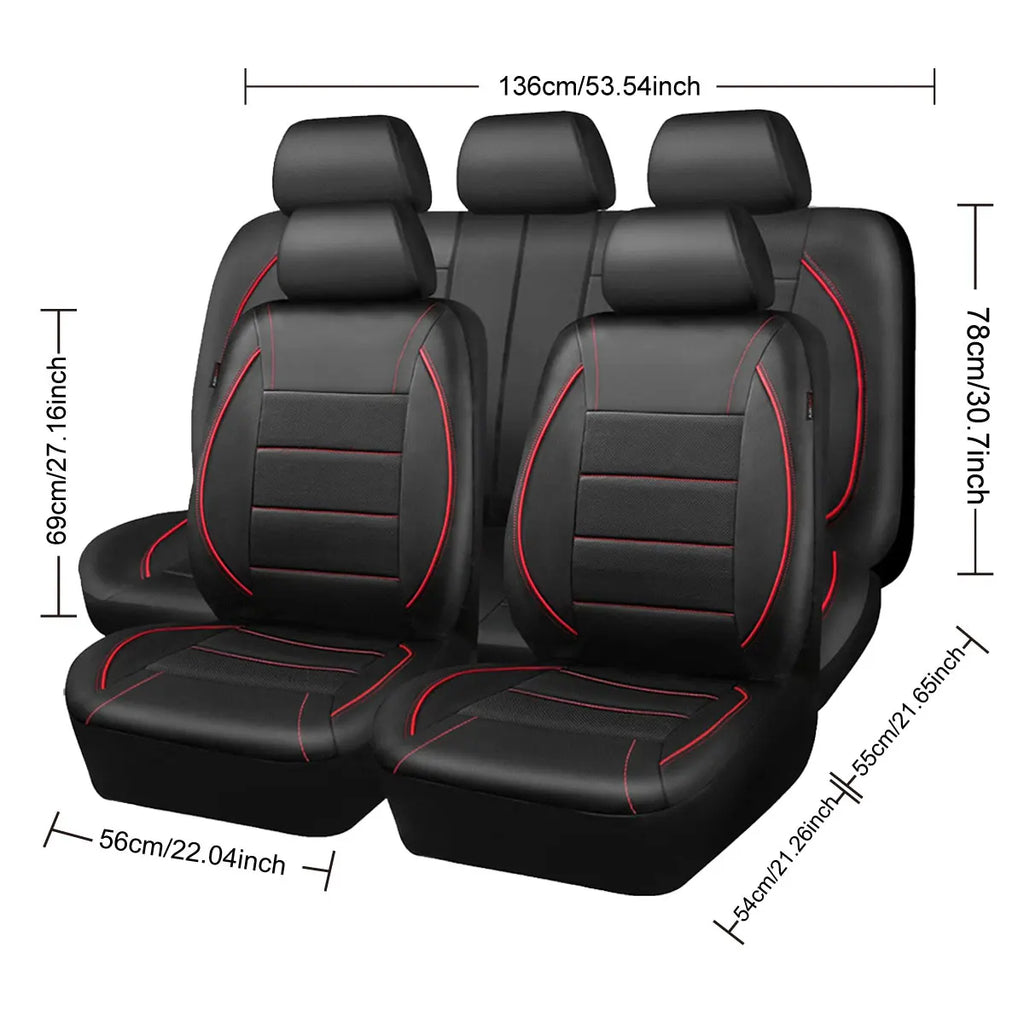 Capa universal para banco de carro em couro impermeável kit 5 bancos em fundo branco
