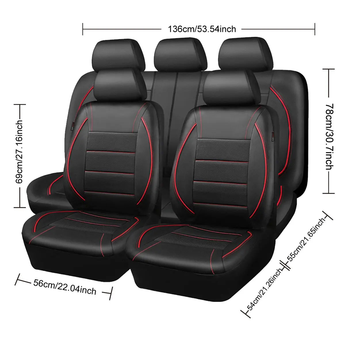 Capa universal para banco de carro em couro impermeável kit 5 bancos em fundo branco