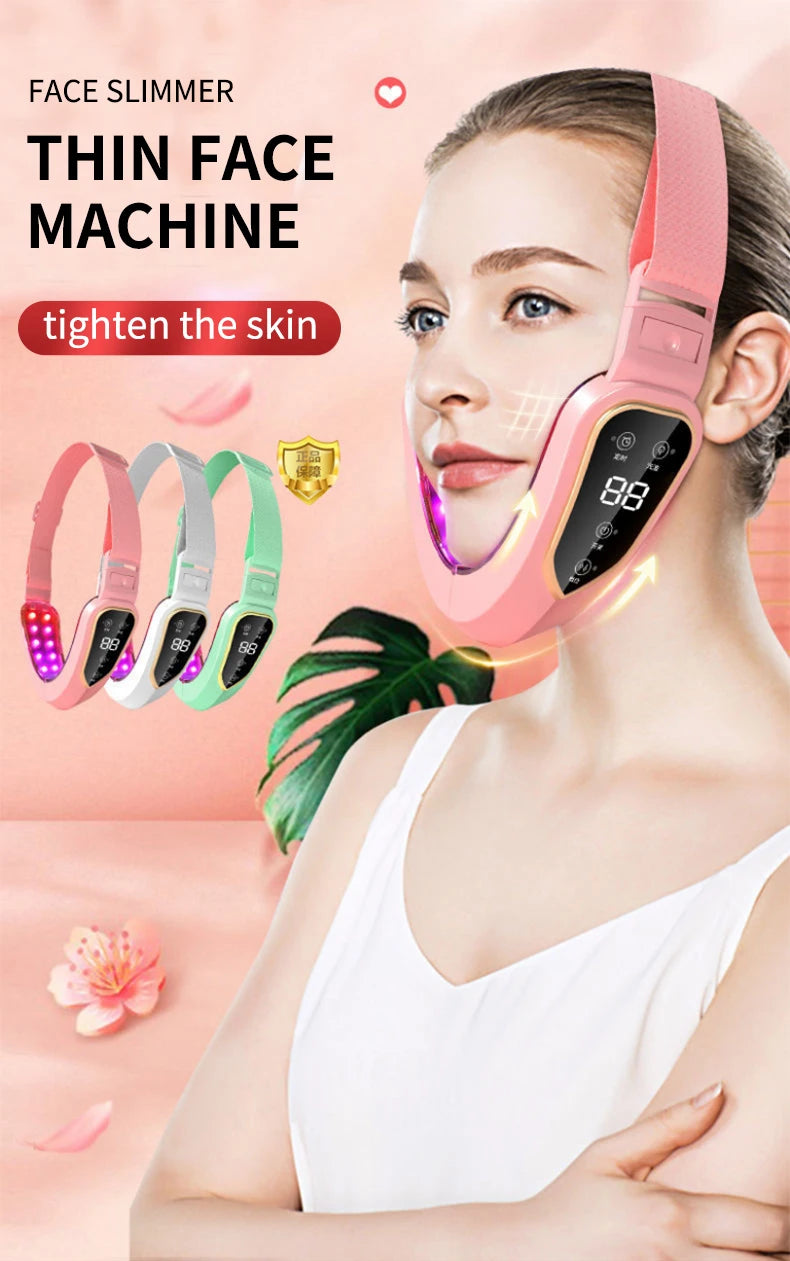 Massageador facial fototerapia LED vibração lifting em fundo branco