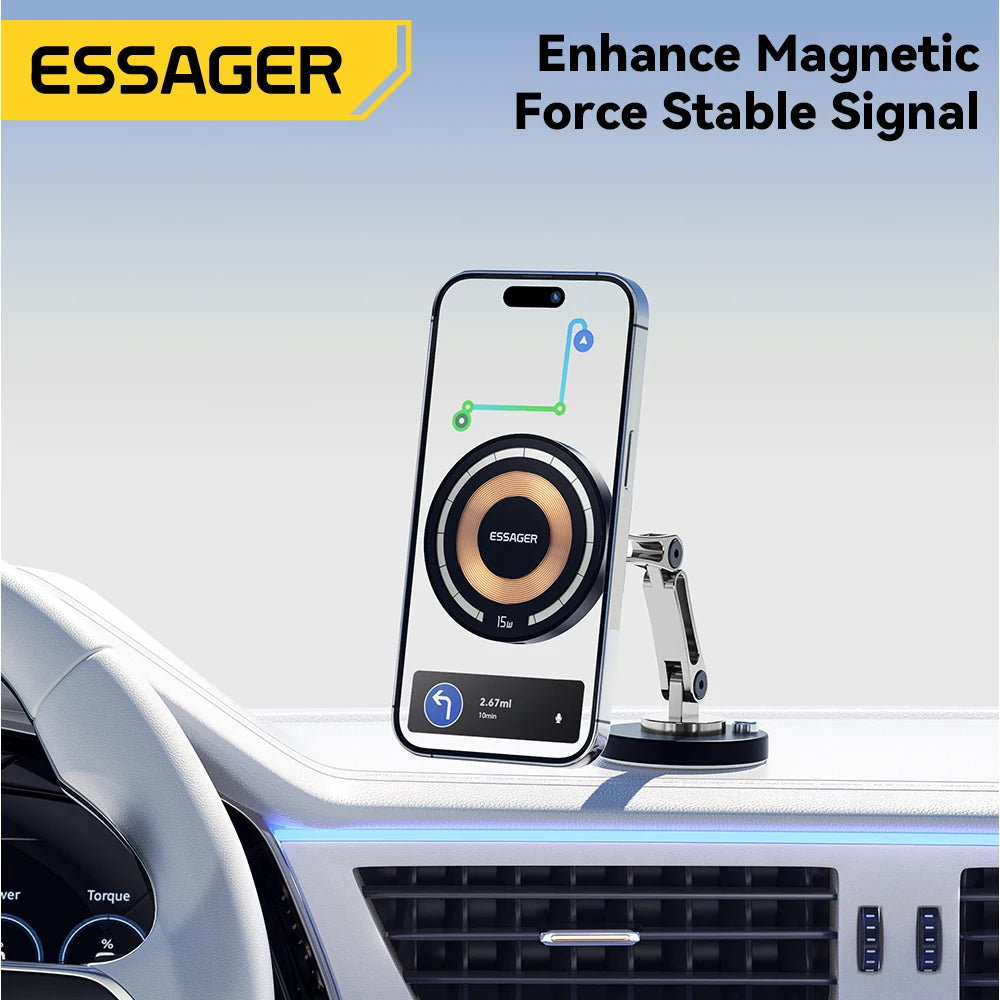 Suporte magnético de celular com carregamento sem fio 15W MagSafe em fundo branco