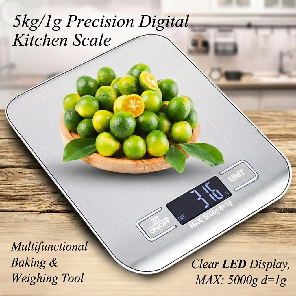 Balança de Cozinha Digital Aço Inox 5kg Precisão 1g - Foto 4