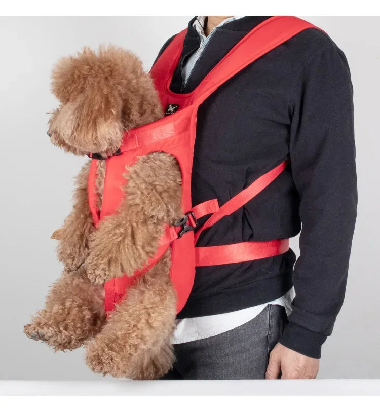Mochila transporte para pet respirável com janela bolha em fundo branco