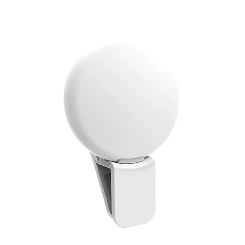 Ring light para celular clip com 3 níveis de luz em fundo branco