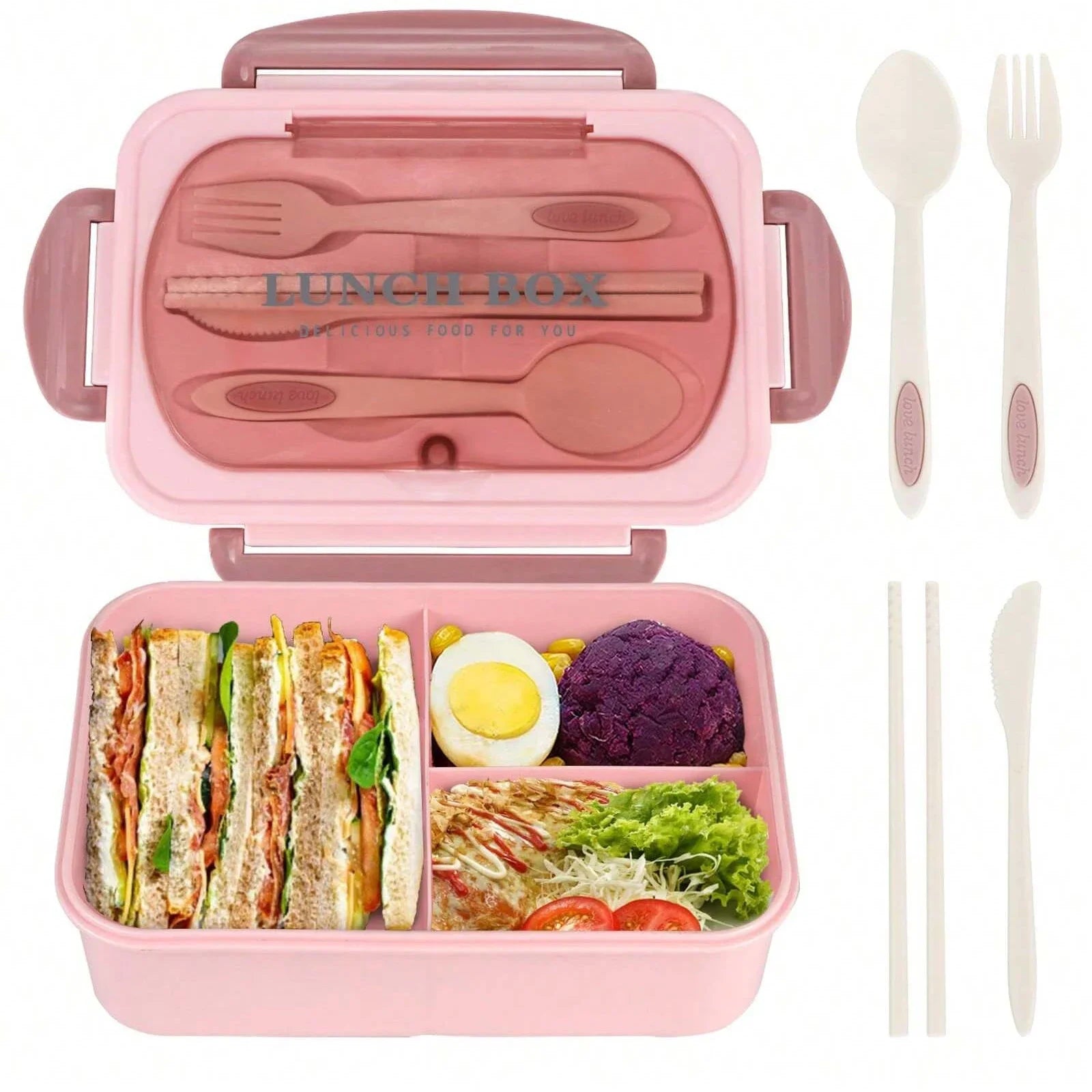 Marmita bento box adulto com 4 compartimentos em fundo branco