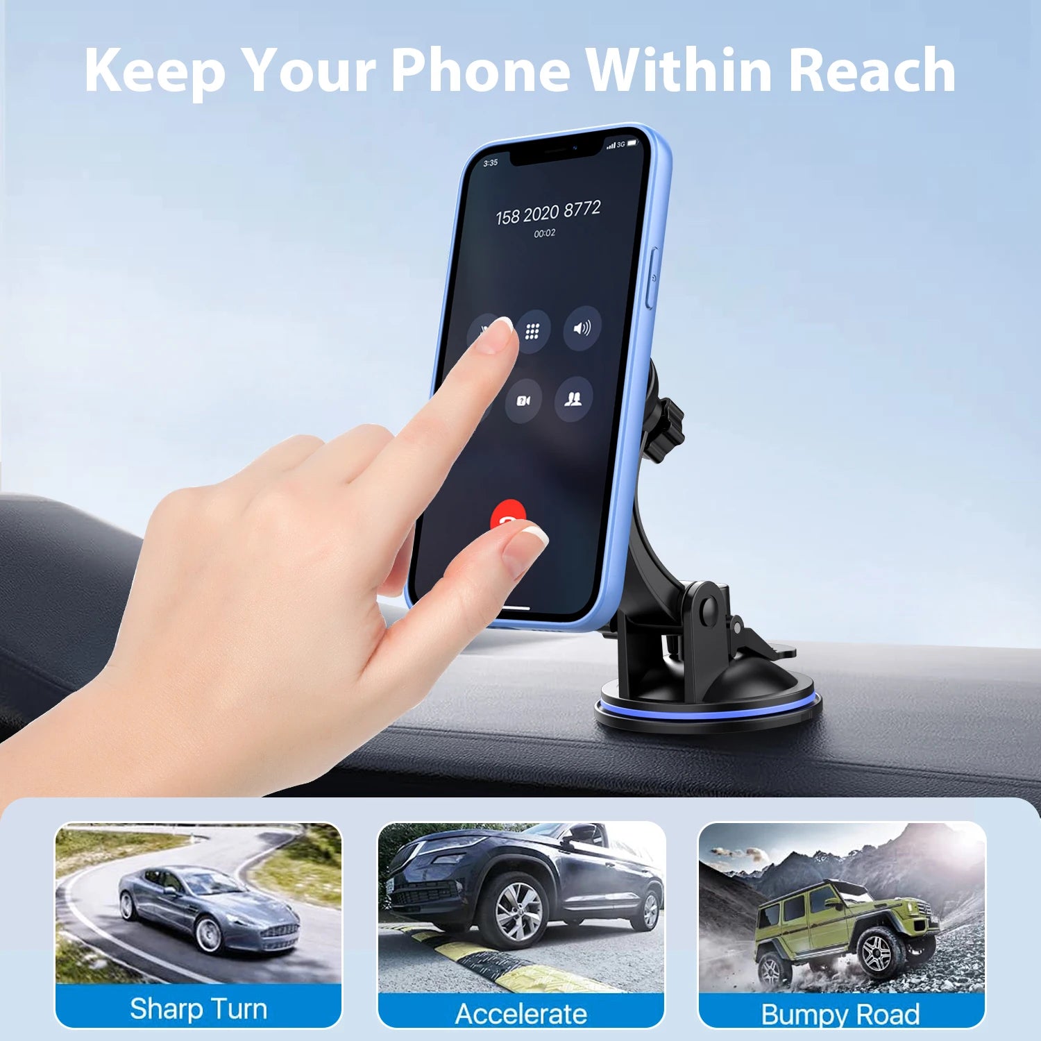 Suporte universal de celular para carro painel flexível 360 graus em fundo branco