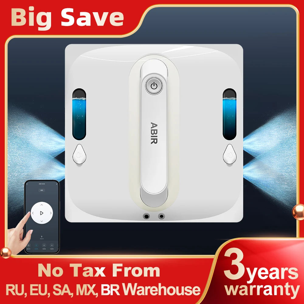 Robô limpador de vidros automático 9000Pa com sensor a laser em fundo branco