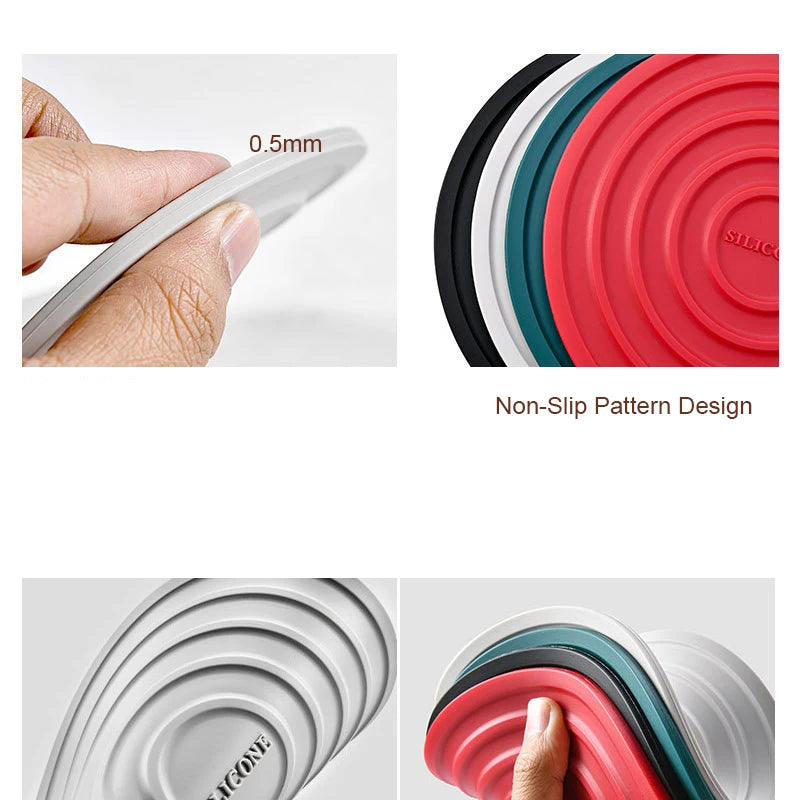 Suporte de silicone para panelas e travessas quentes antiaderente em fundo branco