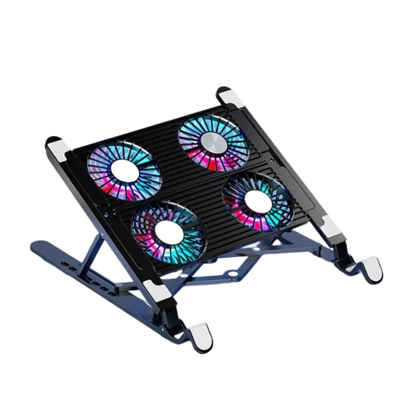 Base ventilada dobrável com 4 ventoinhas para notebook em fundo branco