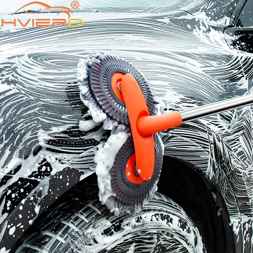 Kit de limpeza automotiva multiuso microfibra com escova e esponja em fundo branco